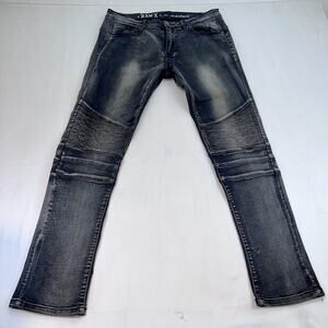 RAW X Biker Jeans Mens 34 Gray Moto Slim Fit Distressed Stretch
